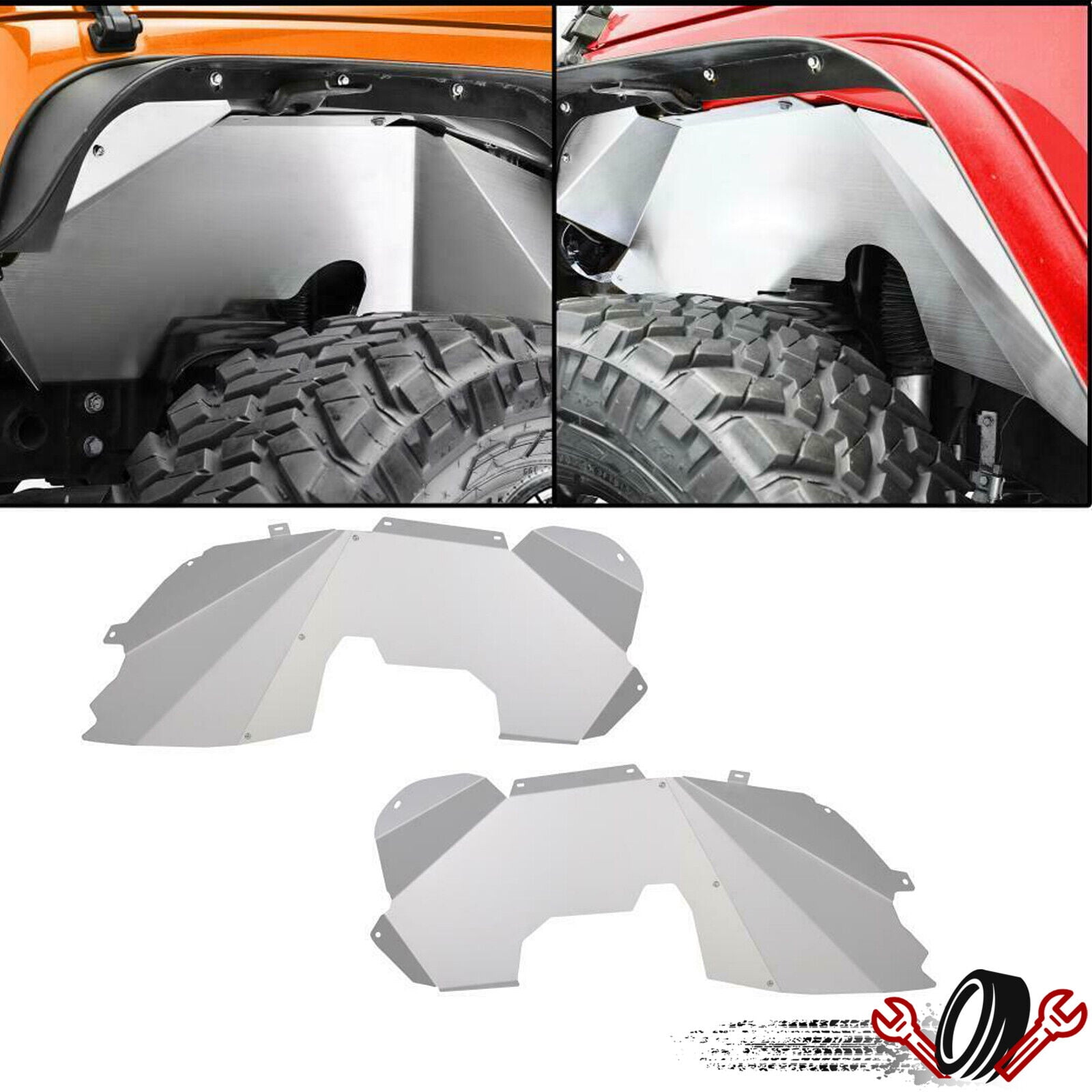 Front Aluminum Inner Fender Liners Solid Compatible with 2007-2018