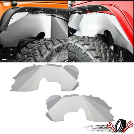 Front Aluminum Inner Fender Liners Solid Compatible with 2007-2018 Jeep Wrangler JK JKU Splash Guards