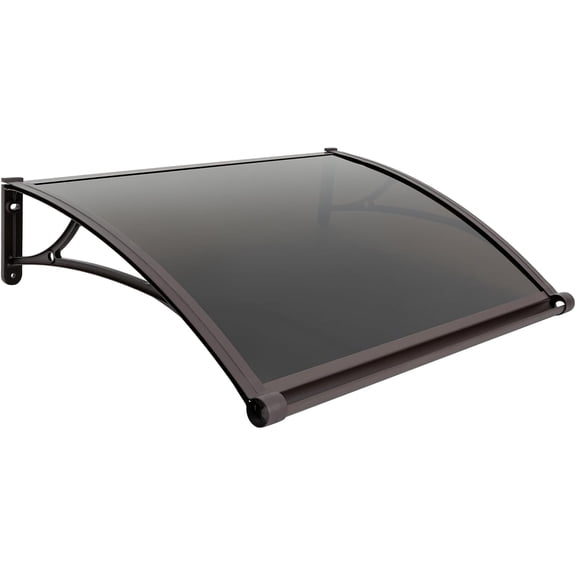 Front Awnings, Door Awnings Exterior Rain and Snow, Windows Overhang Awning for Sun Shutter with Drainage Channel-Black Bracket and Transparent Plate (Coffee+Tan 80 * 100cm)