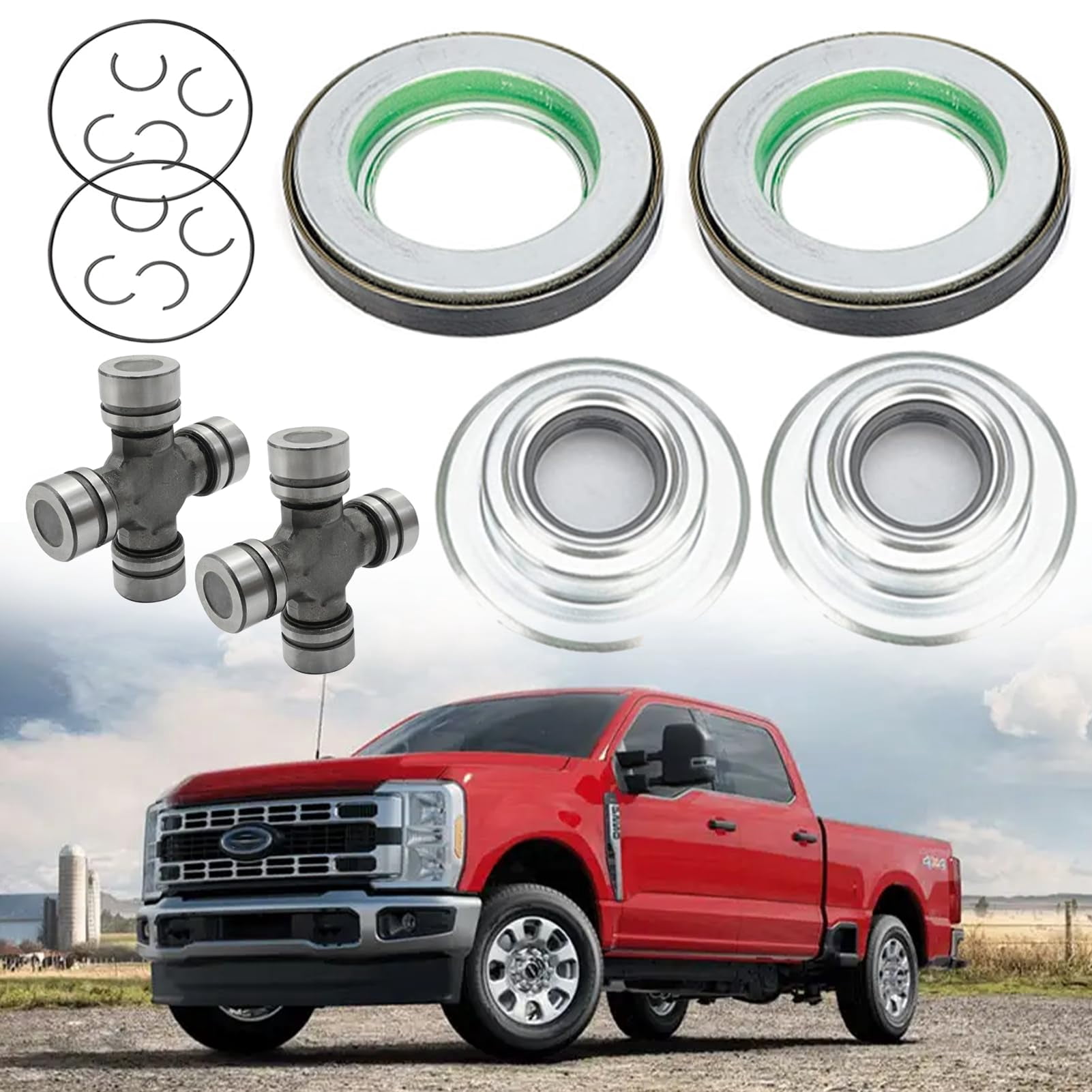 Front Axle Seal & U Joint Kit Compatible with Ford F250 F350 F450 F550 Super Duty Excursion with Dana 50/60 1998-2005 Replace# 2002692 50381 50491 SPL55-4X 41784-2