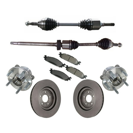 Front Axles Bearings Rotors Pads for Explorer 3.5L Base Front Wheel Drive 11-14