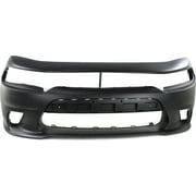 Front BUMPER COVER Compatible For DODGE CHARGER 2015-2017 Primed with Hood Scoop with Elliptical Fog Light Hole