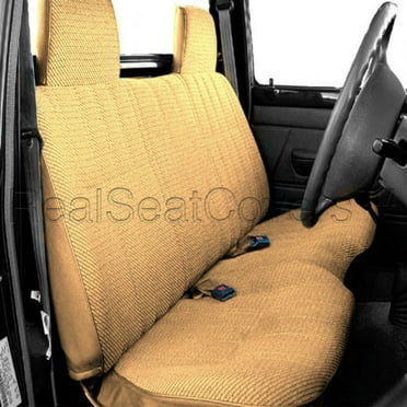 Front Bench Seat Covers for Toyota Pickup 4X4 4WD Thick Triple Stitched Custom made for Exact Fit A25 (Beige, Tan)