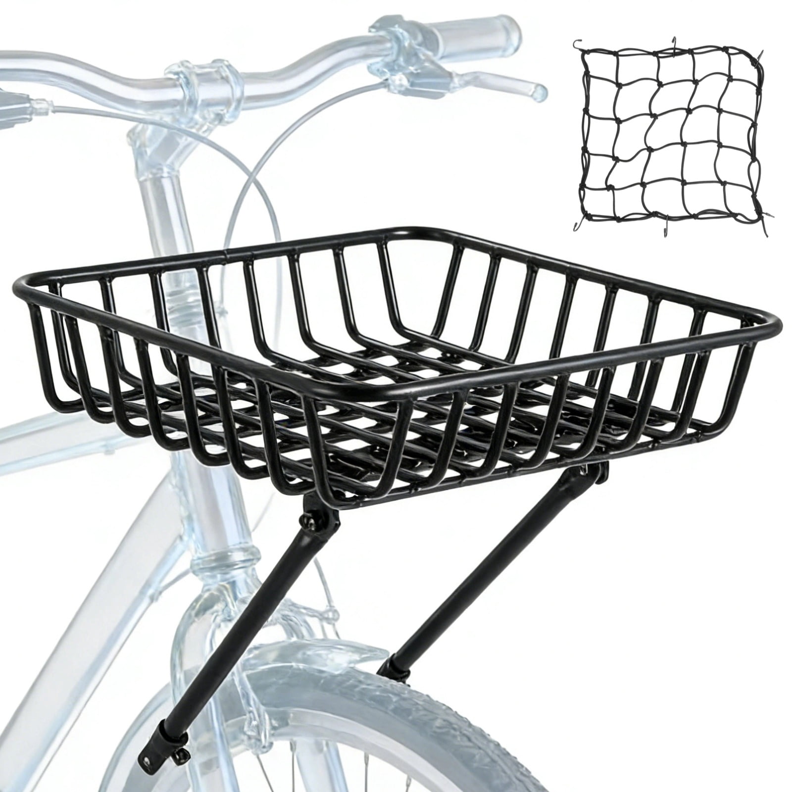 Front Bike Basket Rack, Large Aluminum Alloy Front Bicycle Basket with ...