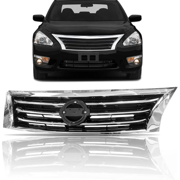 Front Black W/Chrome Trim Grille Fit 2013 2014 2015 Nissan Altima