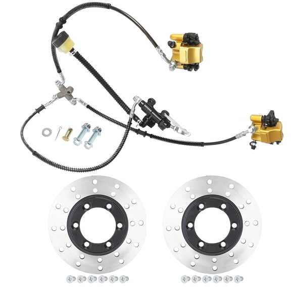 Front Brake Caliper Master Cylinder Assembly with Disc Brake Rotor for 125cc-250cc Go Kart Karting ATV UTV Quad Golf Cart Buggy Moped Dune Four Wheeler Offroad Motorcycle