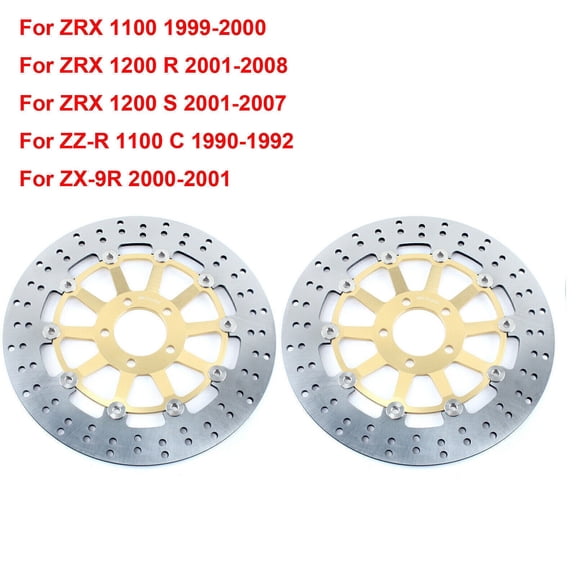Front Brake Discs Disks Rotors For Kawasaki ZZR 1100 1990-1992 ZEPHYR 1100 1993-1998 97 ZRX1200 2001-2006 ZRX1200R 2001-2008 ZRX1200S 01-07 ZR 1100 Zephyr 1992-1995 2002-2005 ZXR NINJA 750 89-95