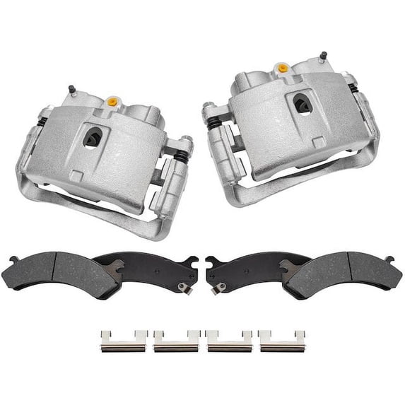 Front Brake Pad and Caliper Kit - Compatible with 2003 - 2020 GMC Savana 2500 2004 2005 2006 2007 2008 2009 2010 2011 2012 2013 2014 2015 2016 2017 2018 2019
