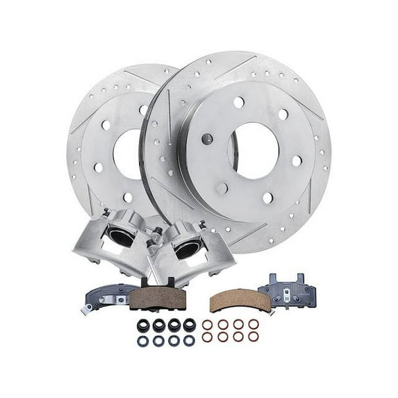 Front Brake Pad Rotor and Caliper Set - Compatible with 1992 - 1999 Chevy K1500 Suburban GAS 1993 1994 1995 1996 1997 1998