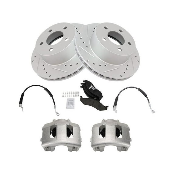 Front Brake Pad Rotor and Caliper Set - Compatible with 1997 - 1999 Jeep Wrangler 1998