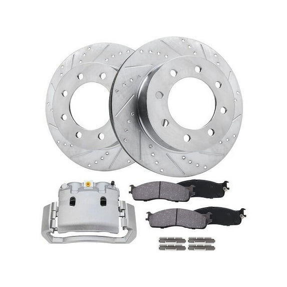 Front Brake Pad Rotor and Caliper Set - Compatible with 2006 - 2008 Dodge Ram 1500 Extended Crew Cab Pickup 2007