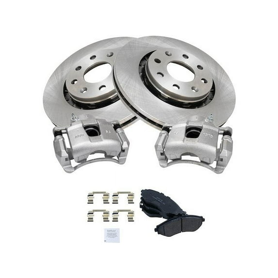 Front Brake Pad Rotor and Caliper Set - Compatible with 2007 - 2011 Chevy Aveo5 2008 2009 2010