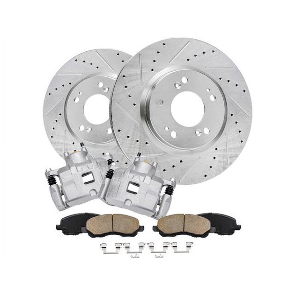 Front Brake Pad Rotor and Caliper Set - Compatible with 2007 - 2012 Dodge Caliber 2008 2009 2010 2011