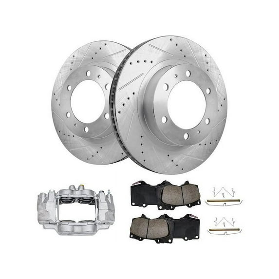Front Brake Pad Rotor and Caliper Set - Compatible with 2007 - 2014 Toyota FJ Cruiser 2008 2009 2010 2011 2012 2013