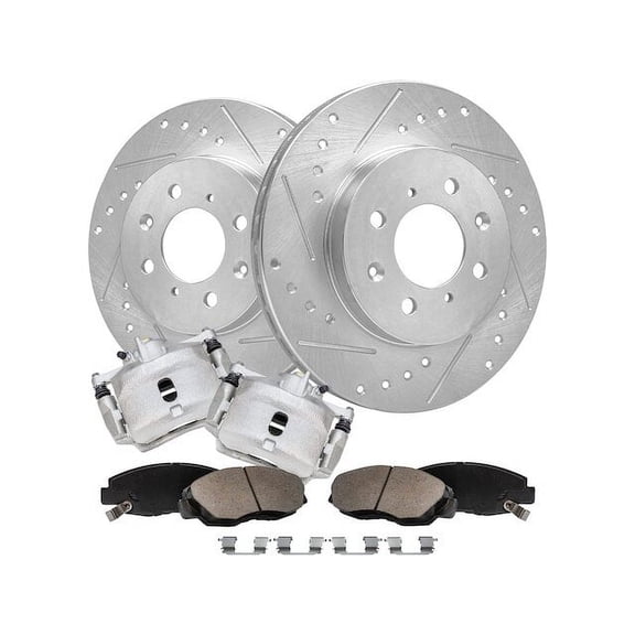 Front Brake Pad Rotor and Caliper Set - Compatible with 2010 - 2014 Honda Insight 2011 2012 2013