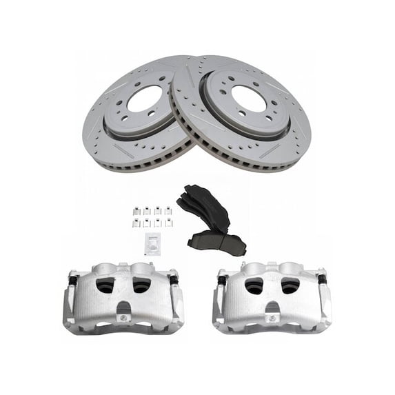 Front Brake Pad Rotor and Caliper Set - Compatible with 2010 - 2017 Ford Expedition 2011 2012 2013 2014 2015 2016