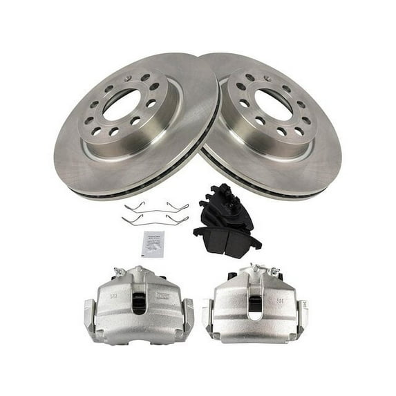 Front Brake Pad Rotor and Caliper Set - Compatible with 2011 - 2017 Volkswagen Jetta 2012 2013 2014 2015 2016