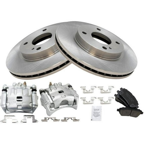 Front Brake Pad Rotor and Caliper Set - Compatible with 2011 - 2018 Ford Fiesta 2012 2013 2014 2015 2016 2017