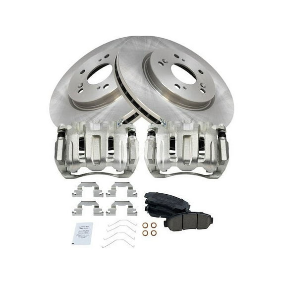 Front Brake Pad Rotor and Caliper Set - Compatible with 2012 - 2016 Honda CR-V AWD 2013 2014 2015