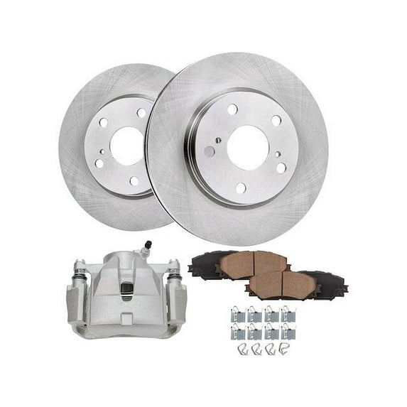 Front Brake Pad Rotor and Caliper Set - Compatible with 2012 - 2017 Toyota Prius V 2013 2014 2015 2016