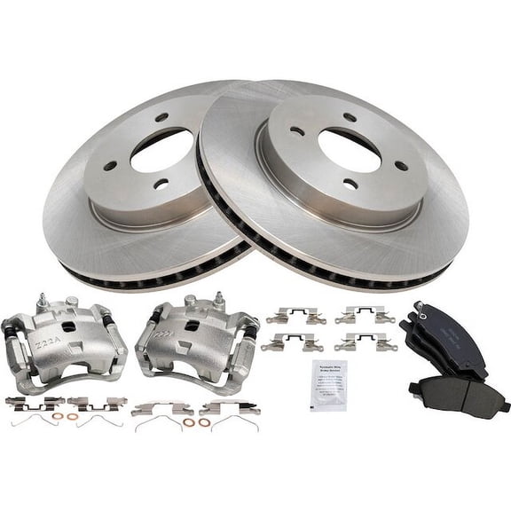 Front Brake Pad Rotor and Caliper Set - Compatible with 2012 - 2018 Nissan Versa 1.6L 4-Cylinder 2013 2014 2015 2016 2017