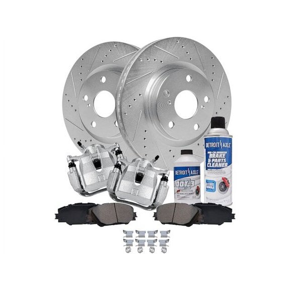 Front Brake Pad Rotor and Caliper Set - Compatible with 2016 - 2019 Toyota Mirai Base 2017 2018