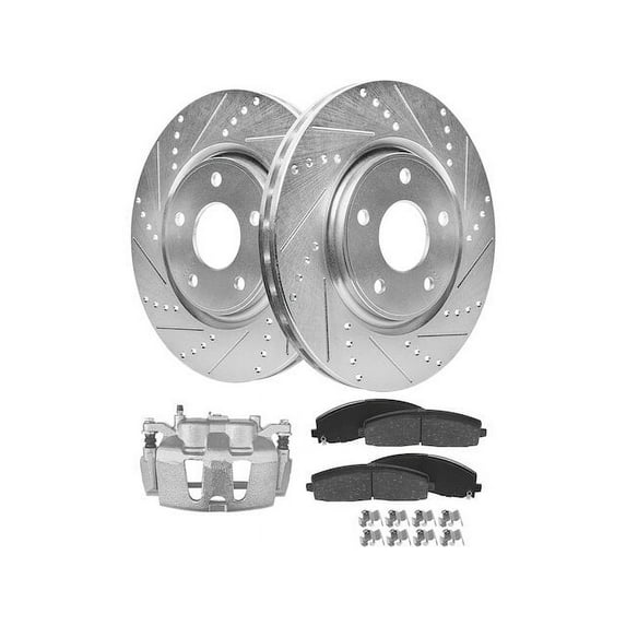Front Brake Pad Rotor and Caliper Set - Compatible with 2020 Chrysler Voyager