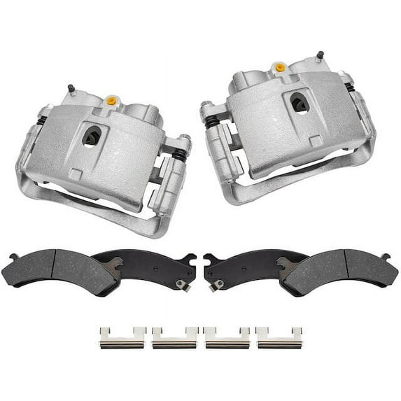 Front Brake Pad and Caliper Kit - Compatible with 2000 - 2013 GMC Yukon XL 2500 2001 2002 2003 2004 2005 2006 2007 2008 2009 2010 2011 2012