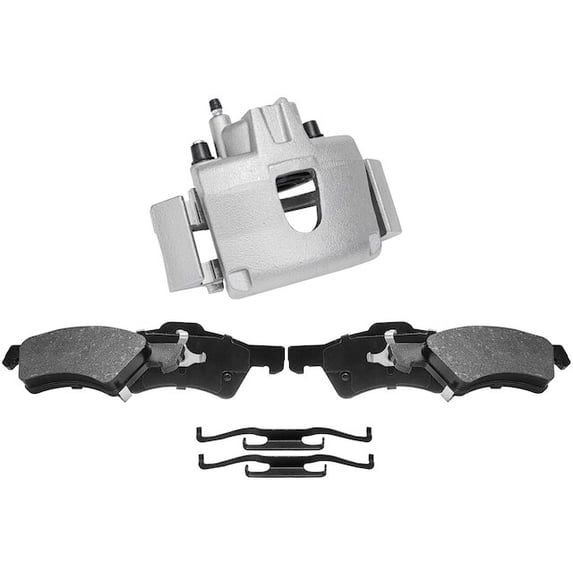 Front Brake Pad and Caliper Kit - Compatible with 2003 Chrysler Voyager LX