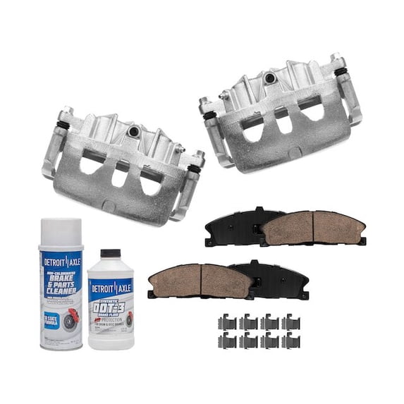 Front Brake Pad and Caliper Kit - Compatible with 2013 - 2019 Lincoln MKT 2014 2015 2016 2017 2018
