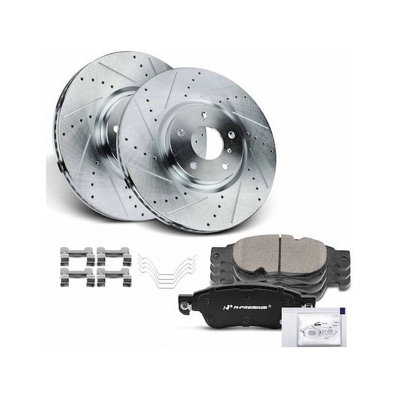 Front Brake Pad and Rotor Kit 6 - Compatible with 2014 - 2015 INFINITI Q60 3.7L V6 - Autopart Premium