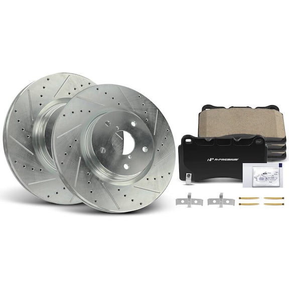 Front Brake Pad and Rotor Kit 6 - Compatible with 2015 - 2017 Subaru WRX STI 2.5L H4 2016