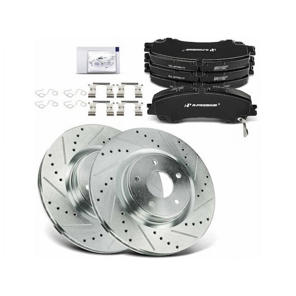 Front Brake Pad and Rotor Kit 6 - Compatible with 2017 - 2022 INFINITI Q60 2018 2019 2020 2021