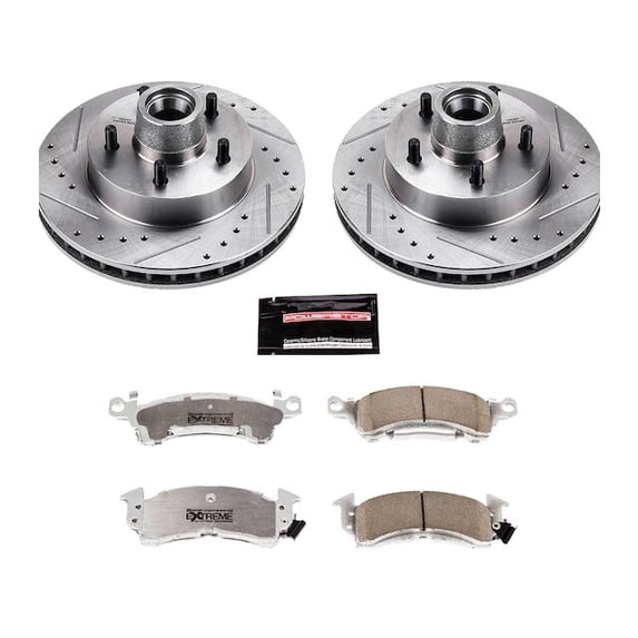 Front Brake Pad and Rotor Kit - Compatible with 1975 - 1976 Pontiac Grand Safari - Power Stop