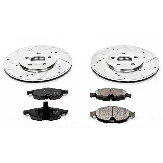 Front Brake Pad and Rotor Kit - Compatible with 2001 - 2006 Chrysler Sebring - Power Stop