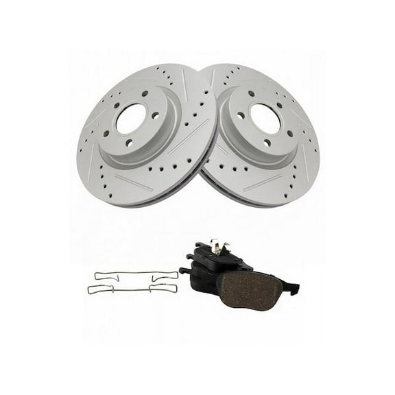 Front Brake Pad and Rotor Kit - Compatible with 2006 - 2012 Volvo C70 2007 2008 2009 2010 2011