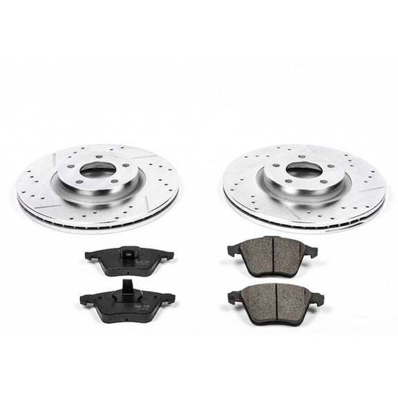 Front Brake Pad and Rotor Kit - Compatible with 2007 - 2013 Mazda 3 Mazdaspeed - Power Stop