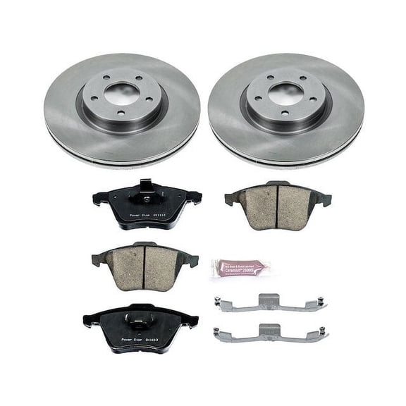 Front Brake Pad and Rotor Kit - Compatible with 2007 - 2013 Mazda 3 Mazdaspeed - Power Stop