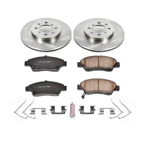 Front Brake Pad and Rotor Kit - Compatible with 2009 - 2014 Honda Fit Gas 2010 2011 2012 2013