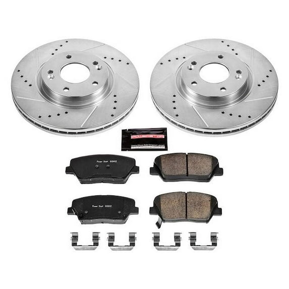 Front Brake Pad and Rotor Kit - Compatible with 2010 - 2012 Hyundai Santa Fe - Power Stop