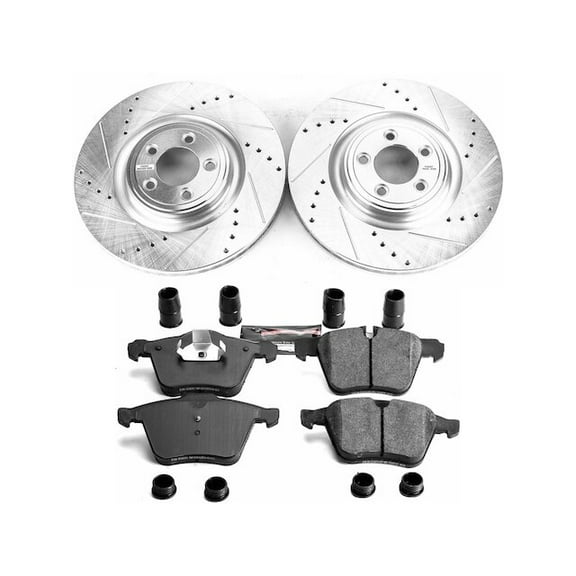 Front Brake Pad and Rotor Kit - Compatible with 2010 - 2015 Jaguar XK 2011 2012 2013 2014