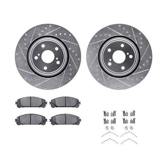 Front Brake Pad and Rotor Kit - Compatible with 2011 - 2020 Toyota Sienna - Dynamic Friction