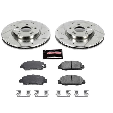 Front Brake Pad and Rotor Kit - Compatible with 2013 - 2022 Honda Accord - Power Stop