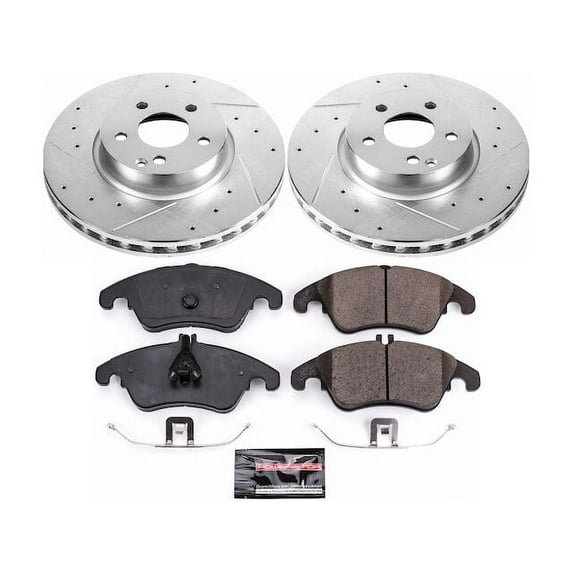 Front Brake Pad and Rotor Kit - Compatible with 2017 - 2020 Mercedes-Benz SLC300 - Power Stop