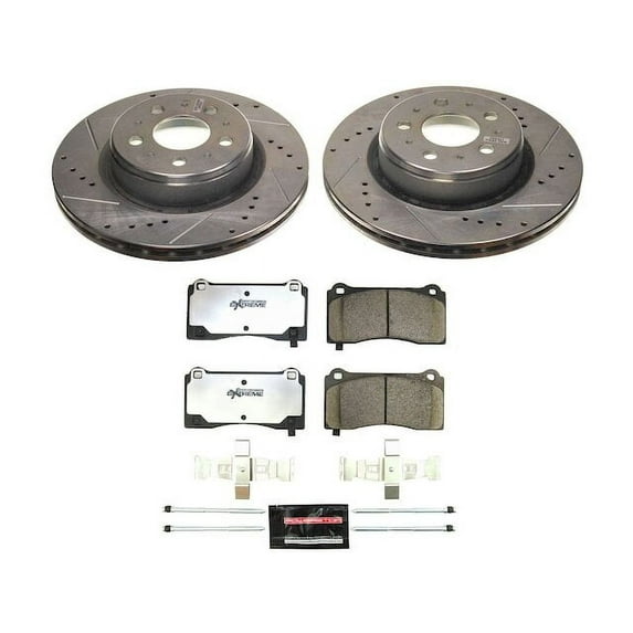 Front Brake Pad and Rotor Kit - Compatible with 2017 - 2021 Tesla 3 - Power Stop