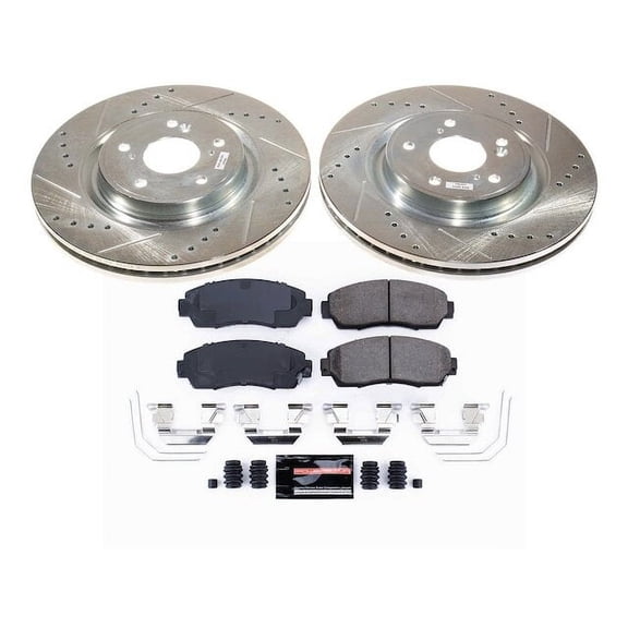 Front Brake Pad and Rotor Kit - Compatible with 2020 - 2022 Honda CR-V FULL HYBRID EV-Gas FHEV - Power Stop