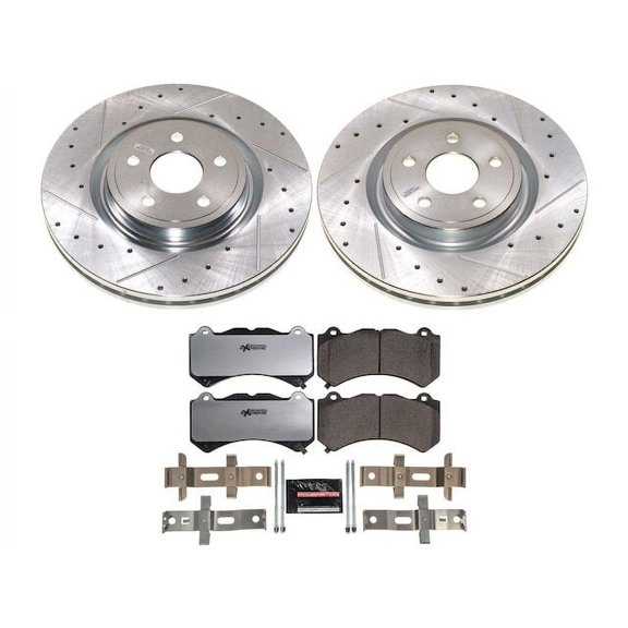 Front Brake Pad and Rotor Kit - Compatible with 2021 Jeep Grand Cherokee SRT - Power Stop