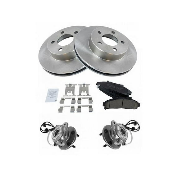 Front Brake Pad and Rotor and Wheel Hub Kit - Compatible with 1995 - 2001 Ford Explorer 4WD 4-Door 1996 1997 1998 1999 2000