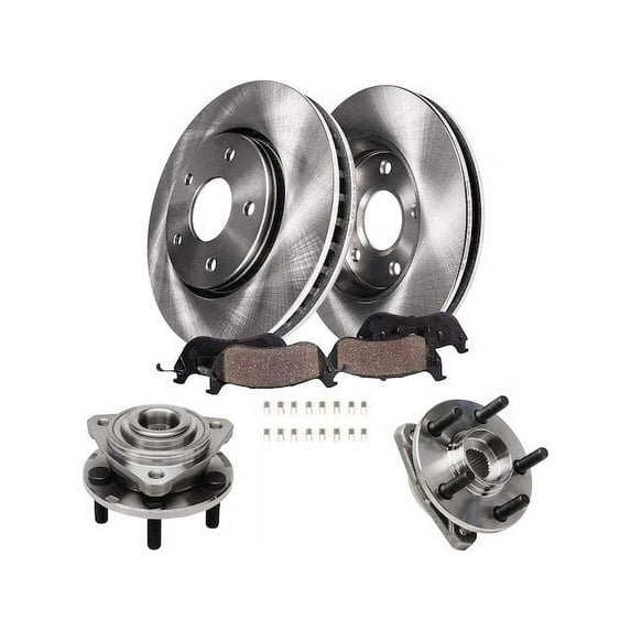 Front Brake Pad and Rotor and Wheel Hub Kit - Compatible with 1996 - 2000 Chrysler Sebring Convertible 1997 1998 1999