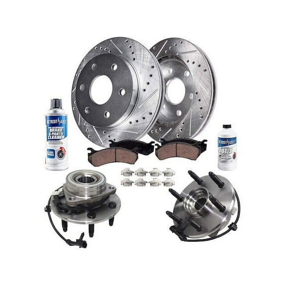 Front Brake Pad and Rotor and Wheel Hub Kit - Compatible with 2000 - 2006 Chevy Suburban 1500 2001 2002 2003 2004 2005